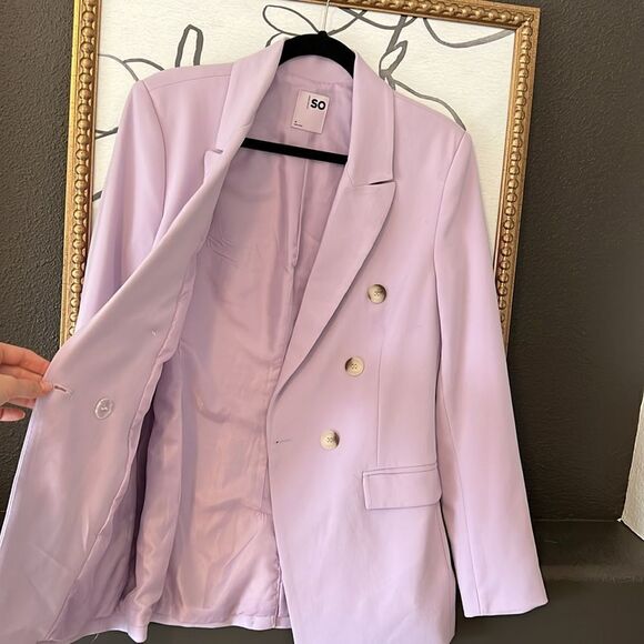 COPY - Lilac Mock Horn Double Breasted Blazer RELAXED FIT SO Size Medium MSRP $… - Picture 3 of 6